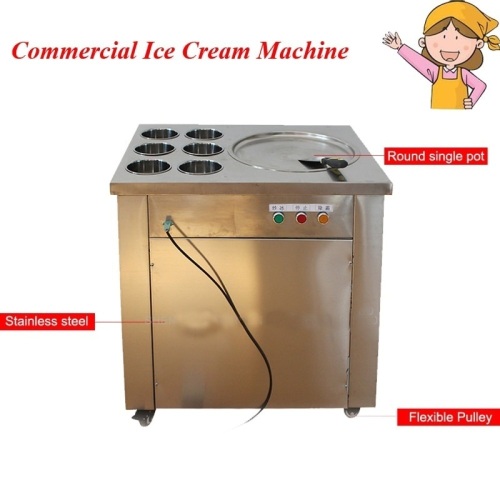 Big Pan Fried Ice Cream Maker Commercial Ice Cream Frying Appliance with 6 Barrels CBJY-1D6C. Appears New - Lot 46