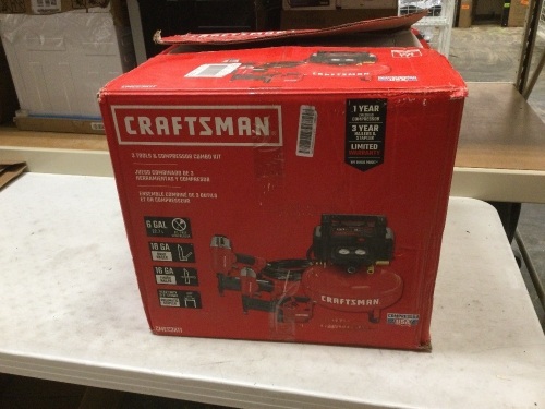 6-Gallon Single Stage Portable Electric Pancake Air Compressor (3-Tools Included). Air Compressor is Lightly Used (tested and works). The Tools Appear New - Lot 59