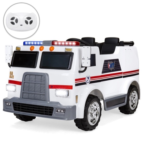 2-Speed Kids Ambulance Ride On Truck Toy w/ Remote Control, USB Port, Lights, Siren. Appears New - Lot 66