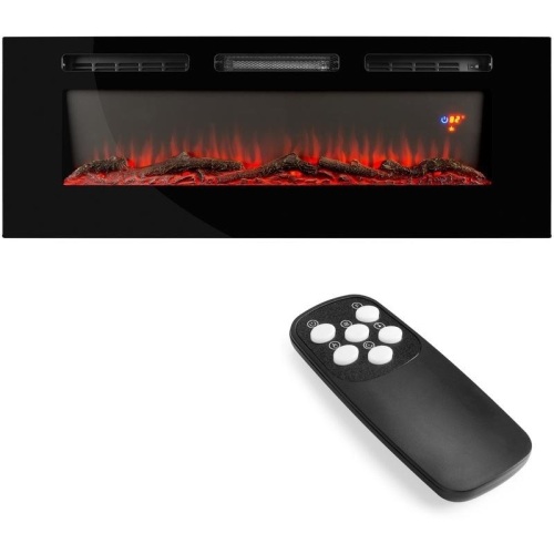 Electric Fireplace Recessed and Wall Mounted w/ Remote, Logs, Crystals. Appears New - Lot 74