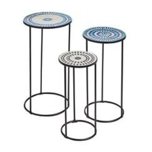 Pier1 Imports Set of (3) Tile Mosaic Top Nesting Tables. NEW - Lot 84