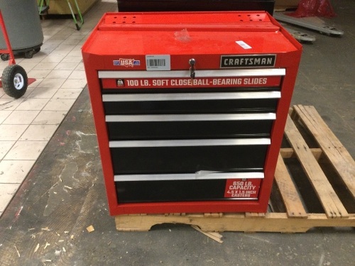 2000 Series 26.5-in W x 34-in H 5-Drawer Steel Rolling Tool Cabinet. New with Denton Bottom Right Side. Bottom Drawer still opens - Lot 121