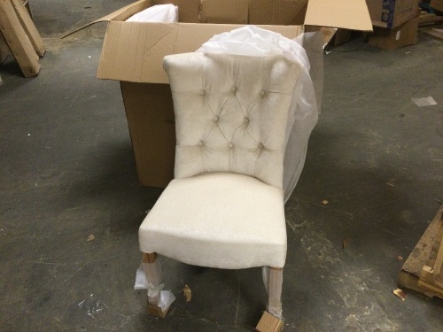 Lot of (2) New Pier1 Colette Ivory Velvet Dining Chairs - Lot 135