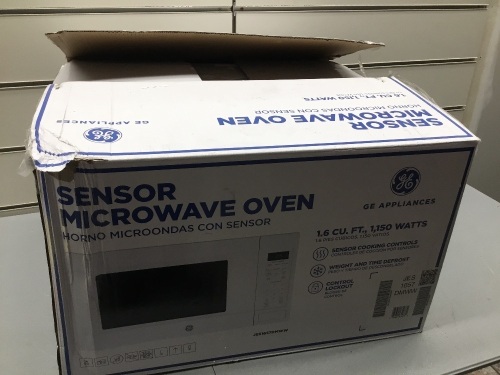 GE Sensor Microwave Oven. 1.6 CU. FT, 1,150 Watts. Appears New With Minor Dent On Back Corner. Tested - Lot 207