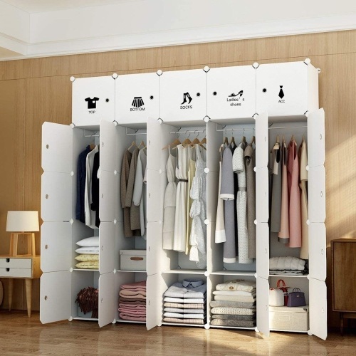 MAGINELS Wardrobe Clothes Closet Cube Storage Organizer. 10 Cube & 5 Hanging Sections. Lightweight Item that must be assembled. SEE PICTURES - Lot 239