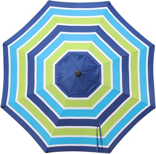 Blissun 9ft Patio Umbrella Replacement Canopy, Market Table Umbrella Outdoor Umbrella Canopy with 8 Ribs (Blue&Green). Appears New  - Lot 293