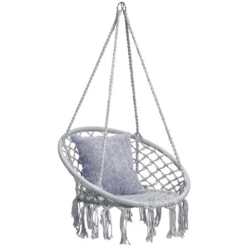 Best Choice Products Handmade Rope Hammock w/ Tassels - Gray (Pillow not included.) Appears New.  - Lot 340