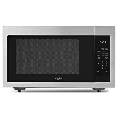 Whirlpool 1.6-cu ft 1200-Watt Countertop Microwave (Fingerprint Resistant Stainless Steel). Minor Dent On Back. Appears New. Tested. - Lot 342