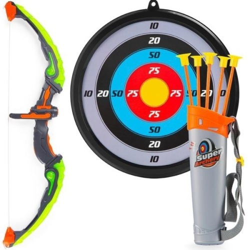 Kids 24in Light-Up Archery Toy Play Set w/ Bow, 3 Arrows, Quiver, Target. Appears New - Lot 410