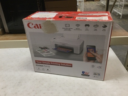 Canon PIXMA TS3122 Wireless All in-One Inkjet Printer. Used, Like New - Lot 436