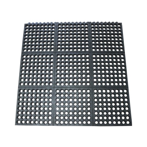 Dura-Chef Commercial Interlock" Anti-Fatigue Rubber Matting, 36" x 36" x 1/2", Black. Appears New - Lot 443