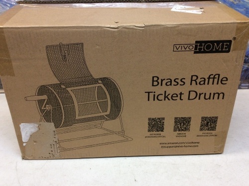 Brass Plated Raffle Drum Lottery Spinning Drawing with Wooden Turning Handle. Tested. Appears New - Lot 460