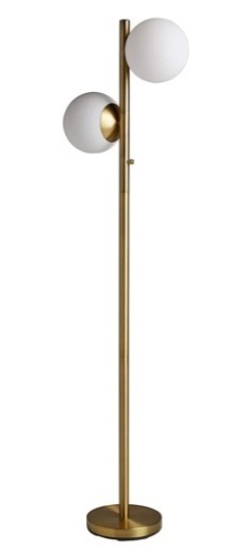 Rivet Retro Two-Orb Tree Lamp with Bulbs 65H White and Brass. Appears New - Lot 483