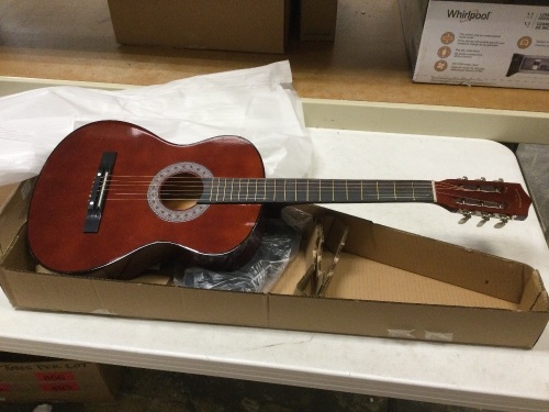 Beginner Acoustic Guitar Set with Case, Strap, Tuner, Strings - 38in. E-Commerce Return. Like New with Open Box - Lot 506