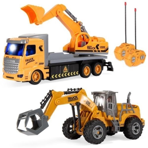 2-Pack Remote Control RC (Same Frequency) Construction Trucks w/ LED Lights. Appears New - Lot 507