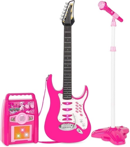  Kids Electric Guitar Play Set w/ Whammy Bar, Microphone, Amp, AUX.  Color is BLUE. Appears New - Lot 534