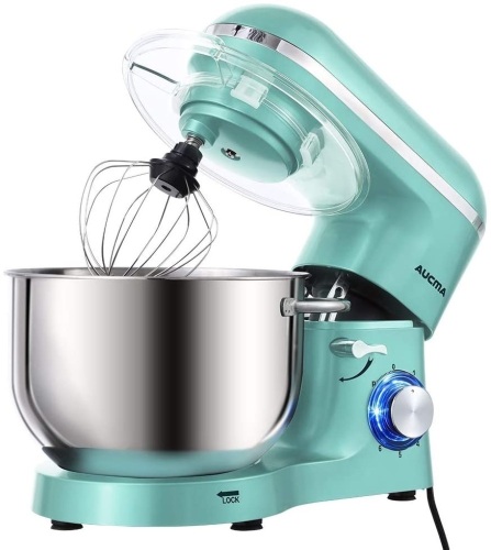 Aucma Stand Mixer, 6.5-QT 660W 6-Speed Tilt-Head Electric Mixer with Dough Hook, Wire Whip & Beater (6.5QT, Blue). Tested/Works - Lot 604