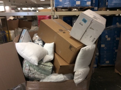 Pallet of E-Commerce Bedding, Pillows & Misc Unknown New Mattress & Other Items. See Pics. Condition Unknown - Lot 607
