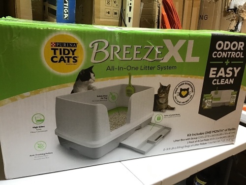 Tidy Cats BREEZE XL All-In-One Litter System. Odor Control + Easy Clean, Litter Box w/ Scoop. E-Commerce Return. Missing Litter & 1 Pad - Lot 691