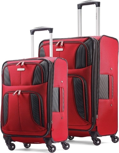 Samsonite Aspire Xlite Softside Expandable Luggage with Spinner Wheels, Red, 2-Piece Set. New with Damage. See Pictures - Lot 692