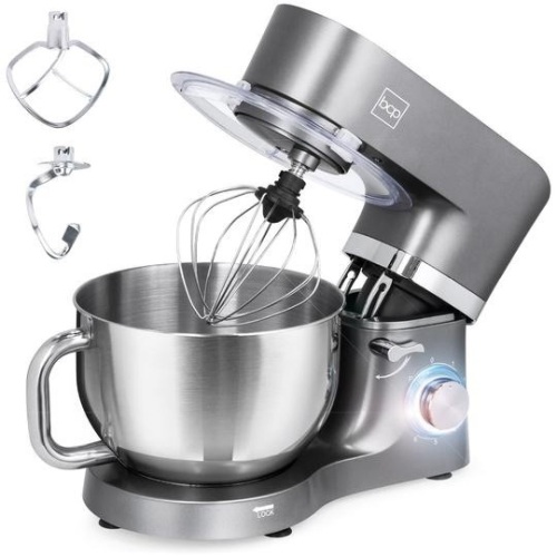 660W 6-Speed 6.3qt Stainless Steel Kitchen Stand Mixer w/ 3 Attachments. Tested and Works. E-Commerce Return - Lot 693