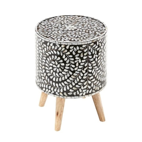 Pier1 Idy Black Mother of Pearl End Table. NEW - Lot 699