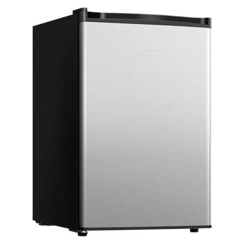 Hisense 2.7 Cu ft Single Door Mini Fridge RR27D6ASE, Stainless. Appears New. Small Dent on Door. Tested.  - Lot 736