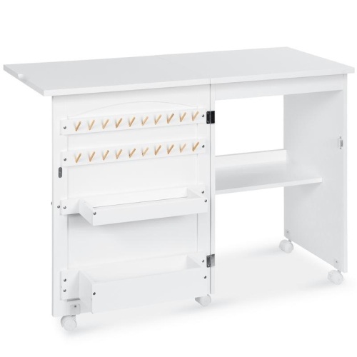 Folding Sewing Table Multipurpose Craft Station & Side Table w/ Wheels. Appears New - Lot 744