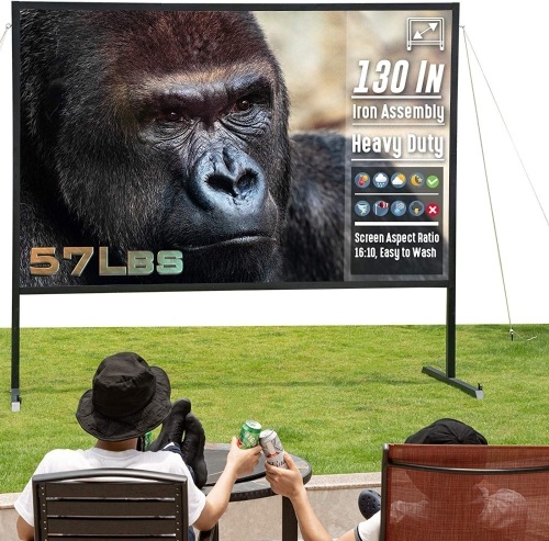 GORILLASPRO Portable Projector Screen, 130 Inch with Stand. Appears New - Lot 761