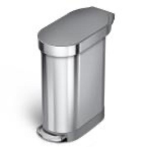 Simple Human- 45 Liter Slim Step Can in Brushed Stainless Steel with Plastic Lid. Appears New - Lot 808