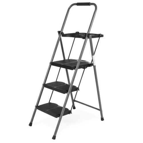Folding Steel 3-Step Ladder w/ Hand Grip, Wide Steps, 330lbs Capacity. Appears New  - Lot 824