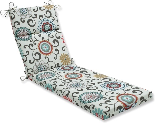 Pillow Perfect Outdoor/Indoor Pom Play Peachtini Chaise Lounge Cushion. Appears New. E-Commerce Retun - Lot 827