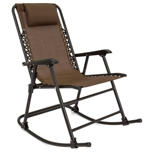 Foldable Zero Gravity Patio Rocking Lounge Chair. Brown. Appears New  - Lot 829