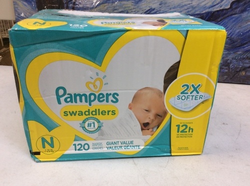 Pampers Swaddlers Diapers Size Newborn. 120 Count. Appears New. E-Commerce Return - Lot 857