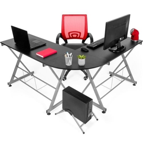 Modular L-Shape Corner Computer Desk w/ Wooden Tabletop, Keyboard Tray. Appears New - Lot 865