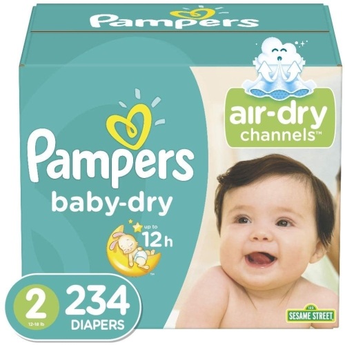 Diapers Size 2, 234 Count - Pampers Baby Dry Disposable Baby Diapers. Appears New - Lot 876