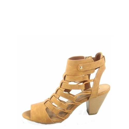 Women's Fashion Open Toe Strappy Gladiator Heel Sandal Shoes. Color: Tan, Size: 10 - Lot 887