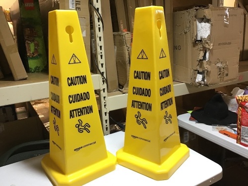 Amazon Commercial Floor Safety Cone, (2) Pack - Caution, Bilingual. Appears New - Lot 926