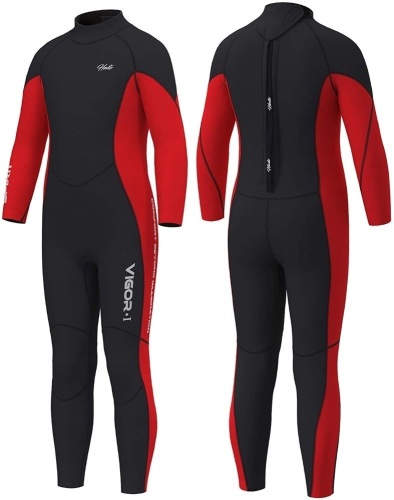 Hevto Wetsuits Kids and Youth Vigor 3mm Neoprene - For Surfing, Swimming, & Diving. Keep Warm Back Zip for Water Sports. Red Kids (Size 16). Appears New  - Lot 928