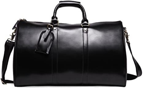 Leathario Mens Genuine Leather Overnight Travel Duffle Overnight Weekender Bag Luggage Carry On Airplane. Appears New - Lot 933