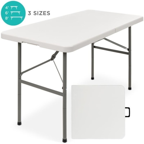 4ft Portable Folding Plastic Dining Table w/ Handle, Lock. Appears New  - Lot 939