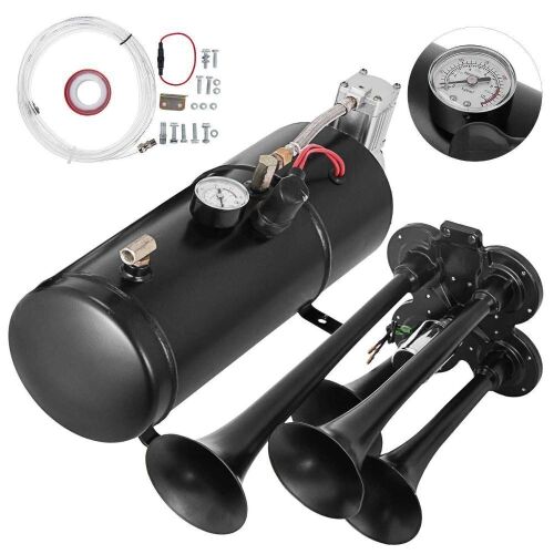 VEVOR 3 L Air Compressor Tank 12 V 120 PSI 4 Trumpet Air Horn Kit for any Vehicle - Lot 85
