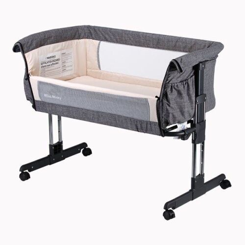 mika micky Bedside Sleeper Easy Folding Portable Crib, Grey - Lot 139