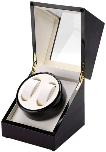 Greensen Automatic Double Watch Winder Box Display Case with Quiet Motor, Black Sandalwood - Lot 142