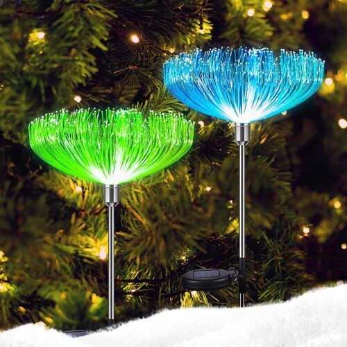 Lot of (4) Neporal Fiber Optic Flower Solar Garden Lights, 7 Color Changing, 2 Pack  - Lot 235