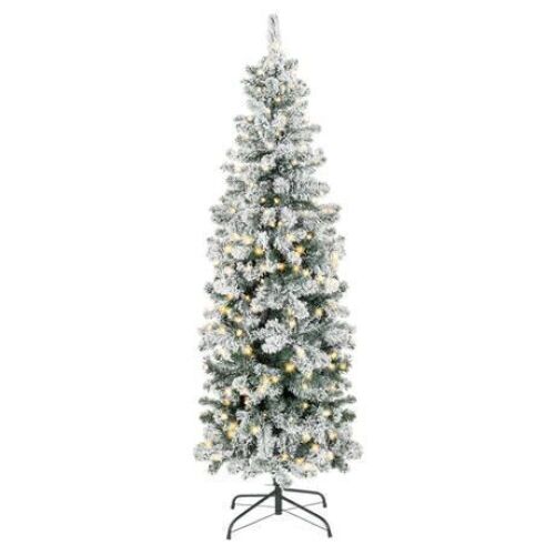 6' Pre-Lit Snow Flocked Artificial Pencil Christmas Tree - Lot 323