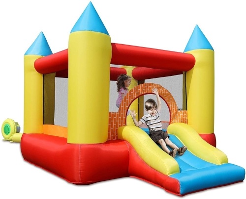 POTBY Inflatable Kid Castle Party Bounce House with Slide, Blower, Storage Bag, Repair Kit  - Lot 387