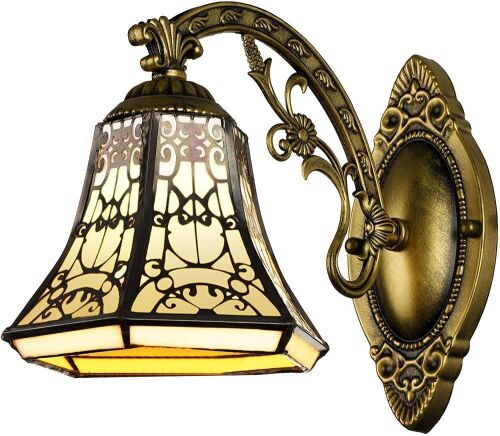 Lot of (2) Tiffany Style Glass Shade Vintage Wall Sconces - Lot 449