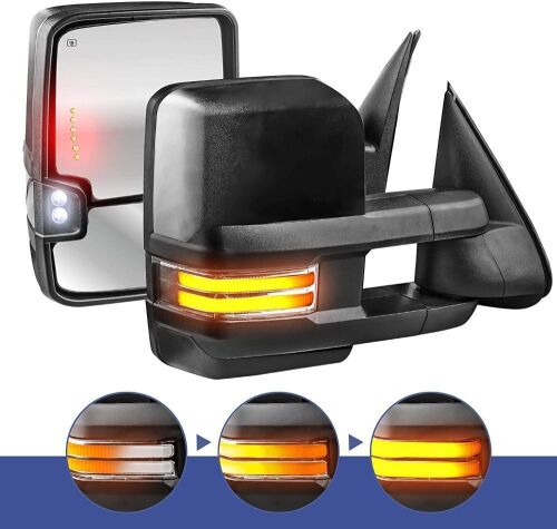 MOSTPLUS Power Heated Towing Mirrors for Chevy Silverado Suburban Tahoe GMC Serria Yukon 2003-2006 w/Sequential Turn light, Clearance Lamp, Running Light, Set of 2  - Lot 557