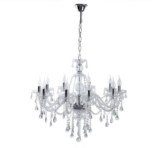 Ridgeyard Clear K9 Crystal 10 Lights Modern Luxurious Chandelier Candle Pendant Lamp 25.6 x 35.4 Inch - Lot 595